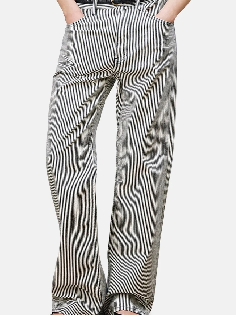Nili Lotan Striped Relaxed Pants in Navy and Cream